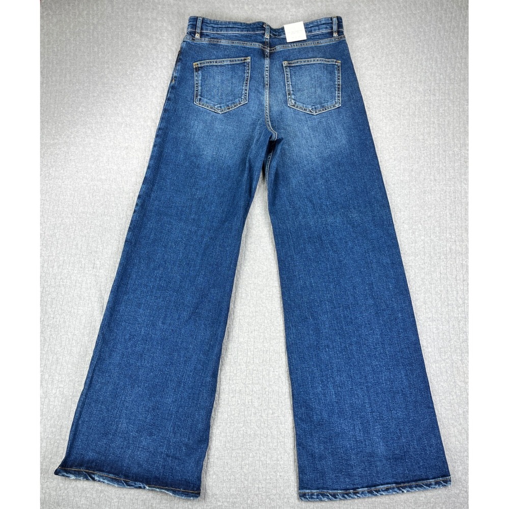 New Zara baggy Wide Leg Bootcut Jeans Women 8/32x33 Blue High Rise Flare Y2K 90s - Picture 4 of 13